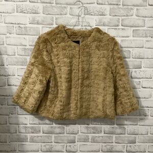 Forever 21 Crop 3/4 Sleeve Faux Fur Jacket Size L